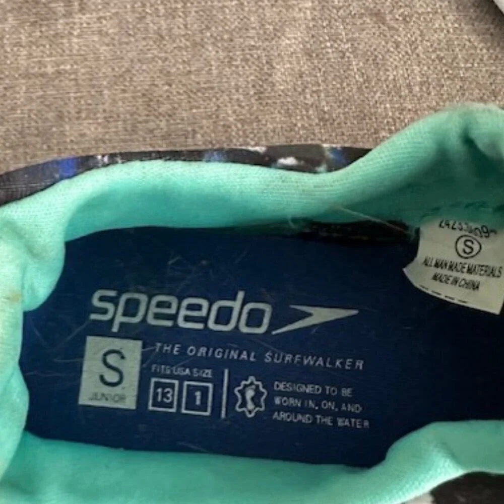 Speedo Kids Small (13-1) Junior Water Hybrid Shoes Surfwalker Blue Black Multi
